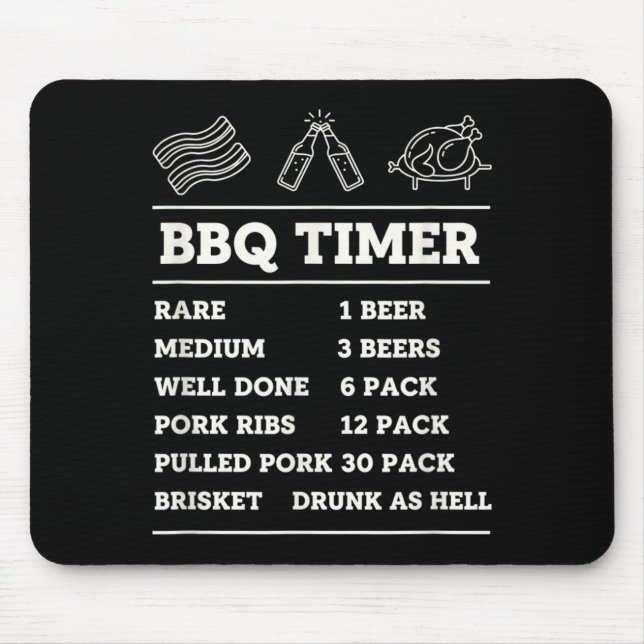 Bbq Timer Funny Barbecue Cooking Chart Rare Medium Mouse Pad (Front)