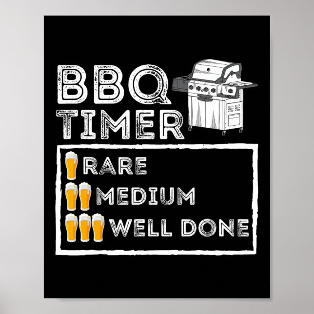 Bbq Timer - Funny Bbq Smoker Byrbecue Grilling  Poster (Front)