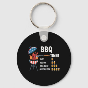 Bbq Timer Meat Smoking Joke Tee Grill Beer Lover Key Ring