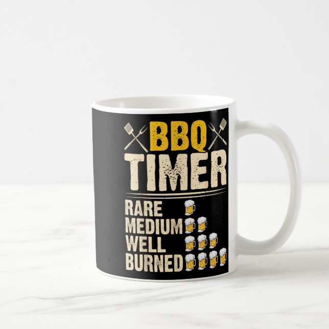 Bbq Timer Rare Medium Well Burned Funny Beer Coffee Mug (Right)