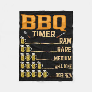 Bbq Timer Raw Rare Medium Well Done Grill Lovers Fleece Blanket