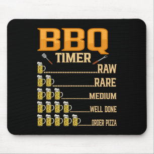 Bbq Timer Raw Rare Medium Well Done Grill Lovers Mouse Pad