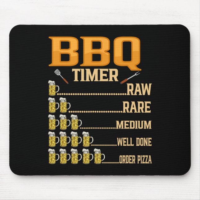 Bbq Timer Raw Rare Medium Well Done Grill Lovers  Mouse Pad (Front)