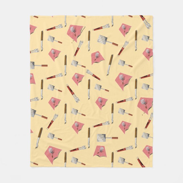 BBQ Tools Pattern Fleece Blanket (Front)