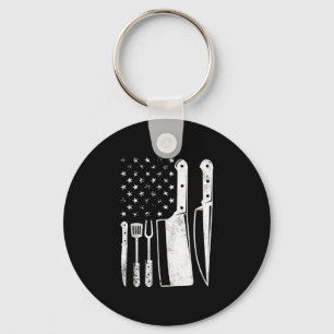 Bbq usa flag patriotic fourth of july master chef  key ring