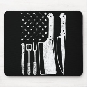 Bbq usa flag patriotic fourth of july master chef mouse pad
