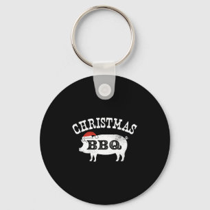 BBQ Vintage Distressed Santa Hat Pork Key Ring