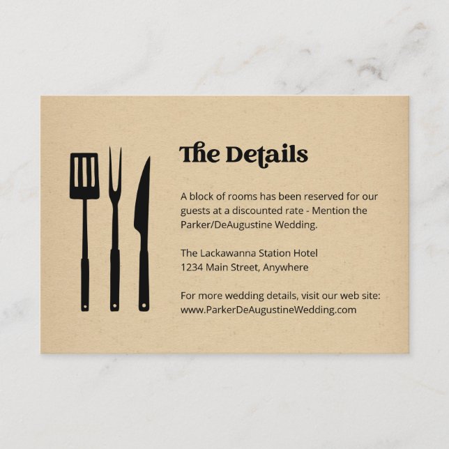 BBQ Wedding Information Details Enclosure Card (Front)