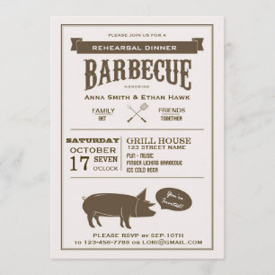 BBQ Wedding Rehearsal Dinner Party Invitation