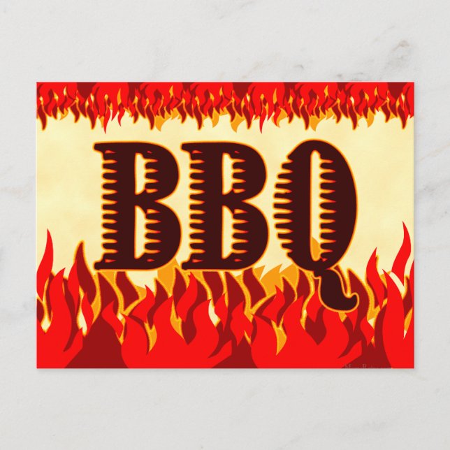 BBQ Western Flames Custom Invitation Postcard (Front)