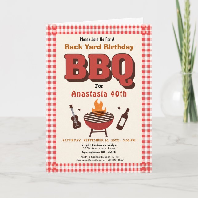 BBQ  Yard Birthday Happy Birthday BBQ Barbecue Card (Front)