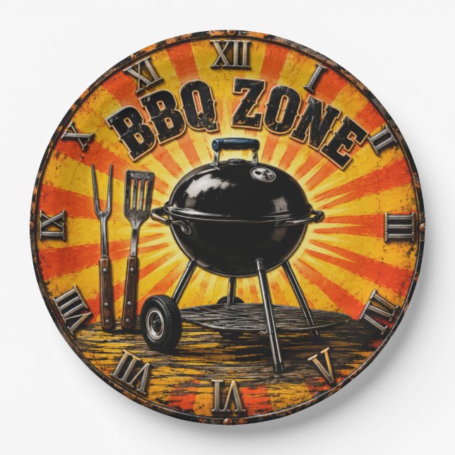 BBQ Zone Grill Master Outdoor Kitchen & Man Cave  Paper Plate (Front)