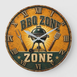 BBQ Zone Rustic Grill Master Outdoor Kitchen Large Clock