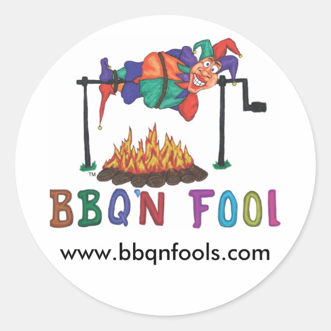 BBQNFOOL, www.bbqnfools.com Classic Round Sticker (Front)