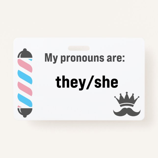 BBS Pronouns They/She ID Badge (Front)