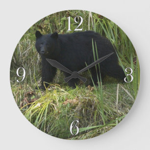 BC Black Bear & Wilderness Photo Art Large Clock