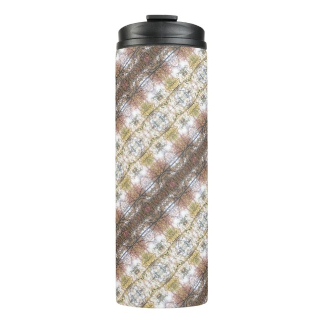BC Fall Trees Ikat angled Thermal Tumbler (Front)
