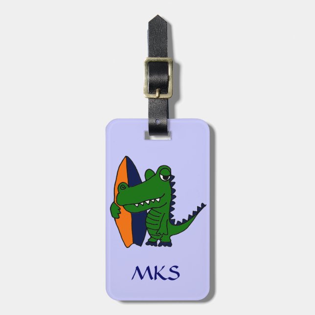 BC- Gator Surfer Dude Luggage Tag (Front Vertical)