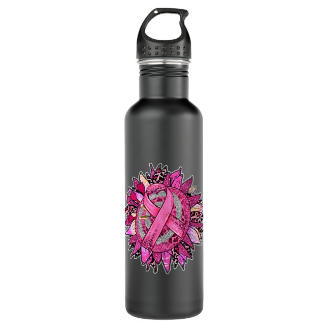 BC Leopard Pink Out Darts Tackle Breast Cancer Awa 710 Ml Water Bottle (Front)