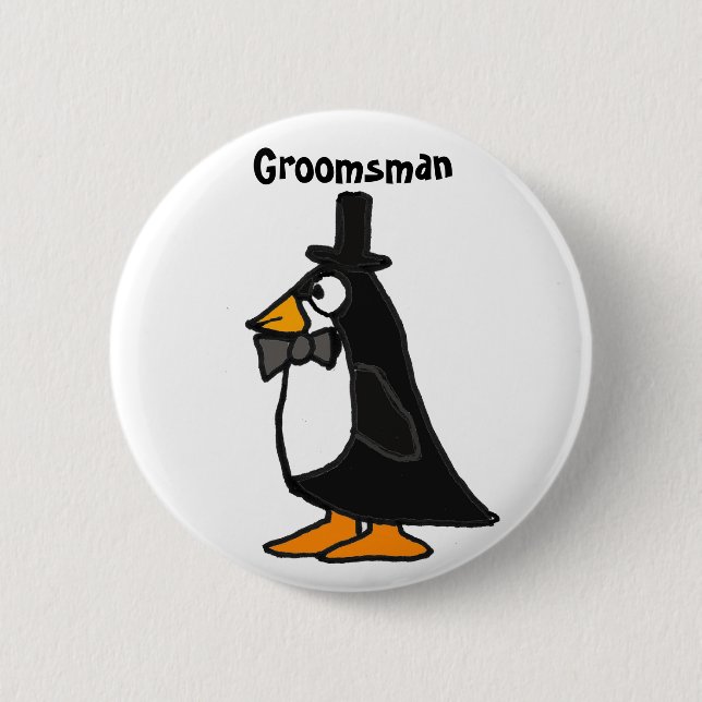 BC- Penguin Groomsman Button (Front)