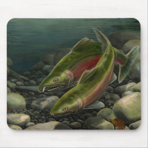 BC Salmon Art Mousepad Fish Painting Decor