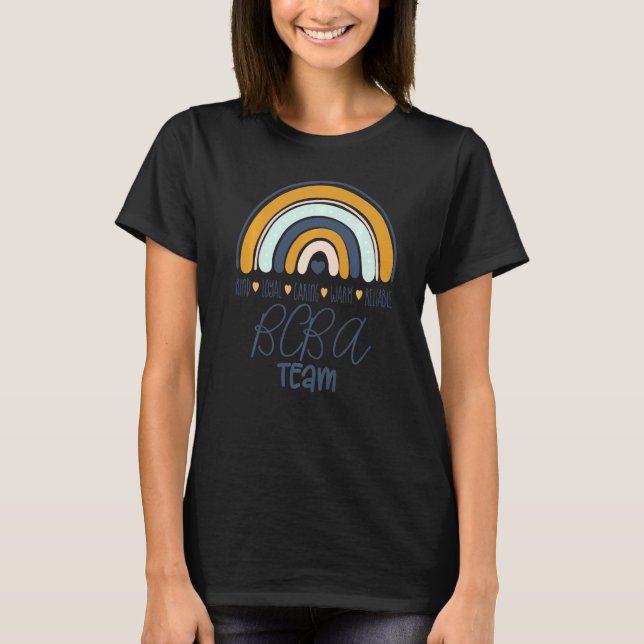 Bcba Team Boho Rainbow Rbt Aba Applied Behaviour A T-Shirt (Front)