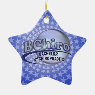 BChiro BACHELOR CHIROPRACTIC BLUE LOGO Ceramic Ornament