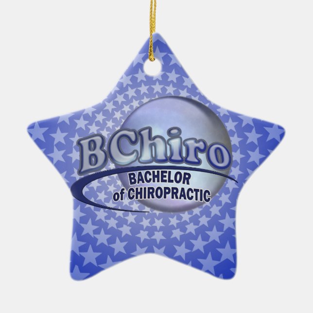 BChiro BACHELOR  CHIROPRACTIC BLUE LOGO Ceramic Ornament (Front)