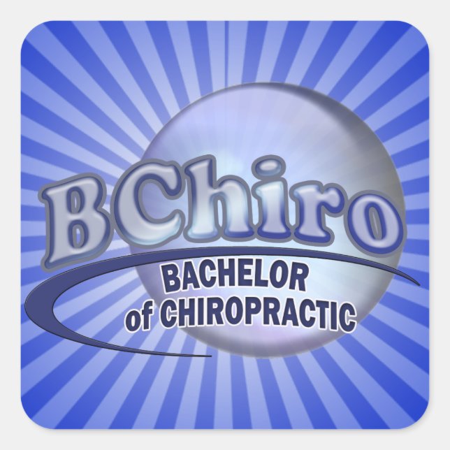 BChiro BACHELOR  CHIROPRACTIC BLUE LOGO Square Sticker (Front)