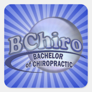 BChiro BACHELOR  CHIROPRACTIC BLUE LOGO Square Sticker