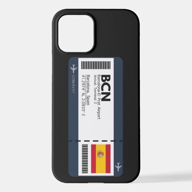 BCN Barcelona Boarding Pass - Spain Ticket iPhone Case (Back)