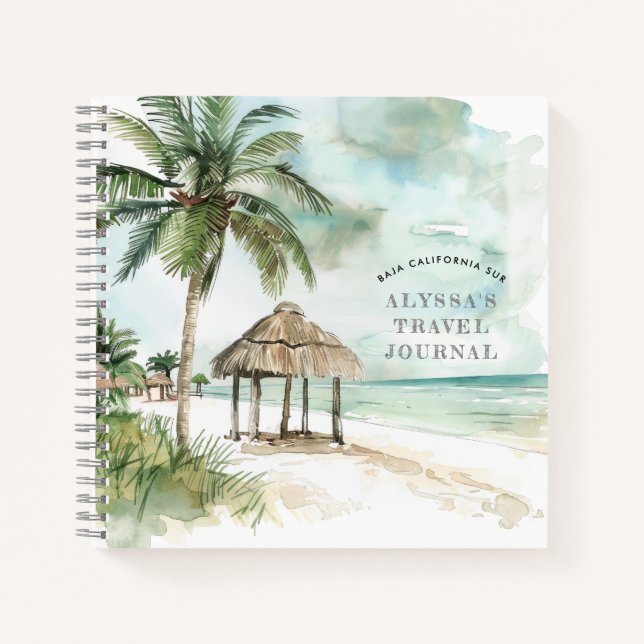 BCS | Palm Tree & Palapa Beach Travel Journal (Front)
