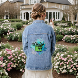 B'Day (Birthday) Rizz Green And Monochromatic Blue Denim Jacket