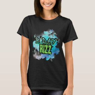 B'Day (Birthday) Rizz Green And Monochromatic Blue T-Shirt