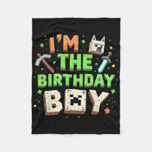 Bday Party I'm The Birthday Boy Video Gamer Pixel  Fleece Blanket