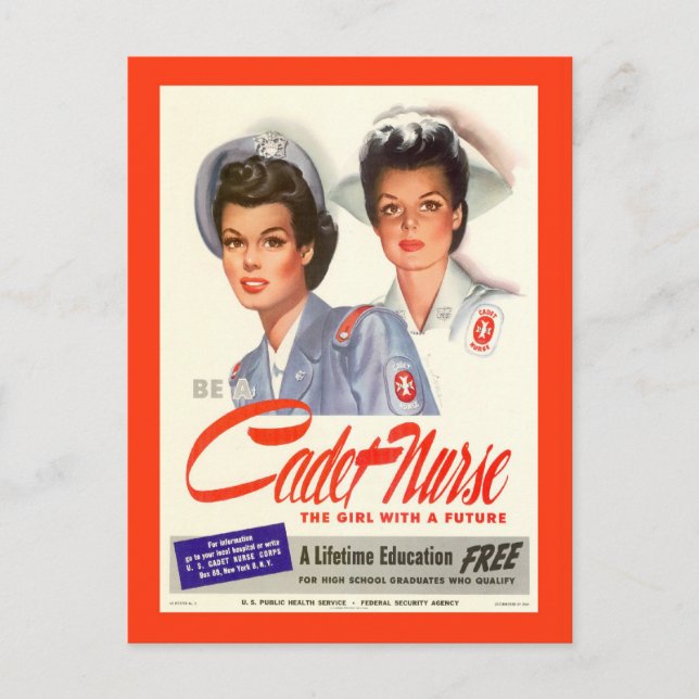 Be a cadet nurse : the girl with a future postcard (Front)