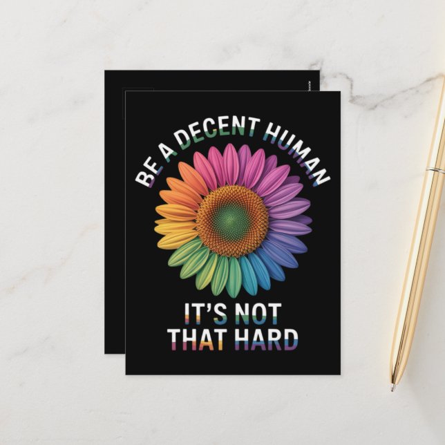  Be A Decent Human It's Not That Hard Holiday Postcard (Front/Back In Situ)