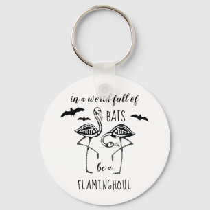 Be A Flaminghoul Skeleton Flamingo Halloween Key Ring