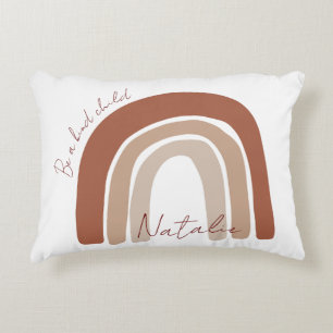 Be a kind child Monogram Nursery rainbow earthy Decorative Cushion