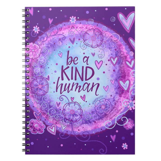 Be a Kind Human Purple Inspirivity Notebook (Front)