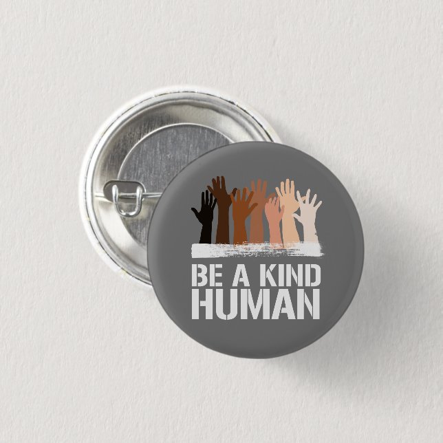 Be a kind human square sticker 3 cm round badge (Front & Back)