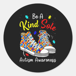 Be A Kind Sole Autism Awareness Rainbow Trendy Puz Classic Round Sticker