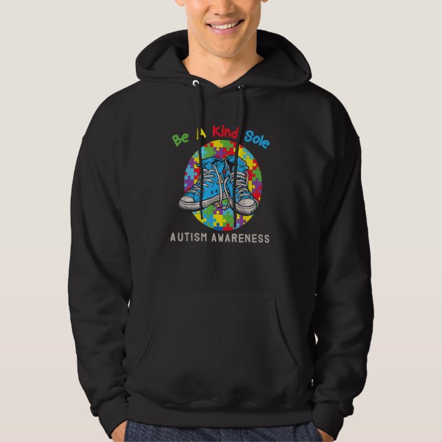 Be A Kind Sole Autism Awareness Rainbow Trendy Puz Hoodie (Front)