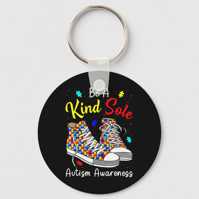 Be A Kind Sole Autism Awareness Rainbow Trendy Puz Key Ring (Front)