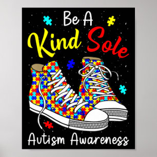 Be A Kind Sole Autism Awareness Rainbow Trendy Puz Poster