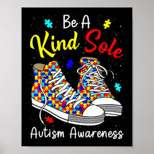Be A Kind Sole Autism Awareness Rainbow Trendy Puz Poster
