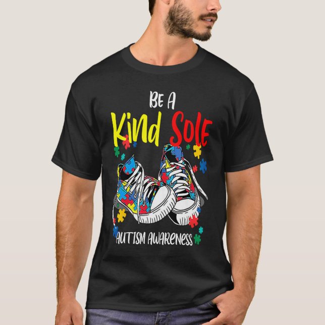 Be A Kind Sole Autism Awareness Rainbow Trendy Puz T-Shirt (Front)