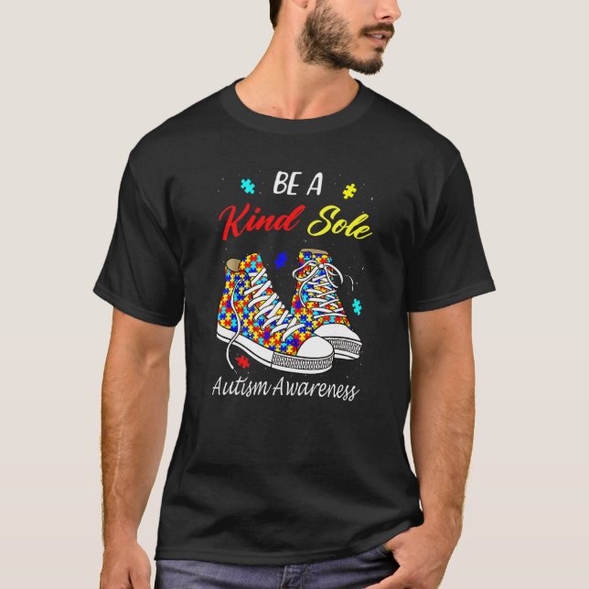 Be A Kind Sole Autism Awareness Rainbow Trendy Puz T-Shirt (Front)