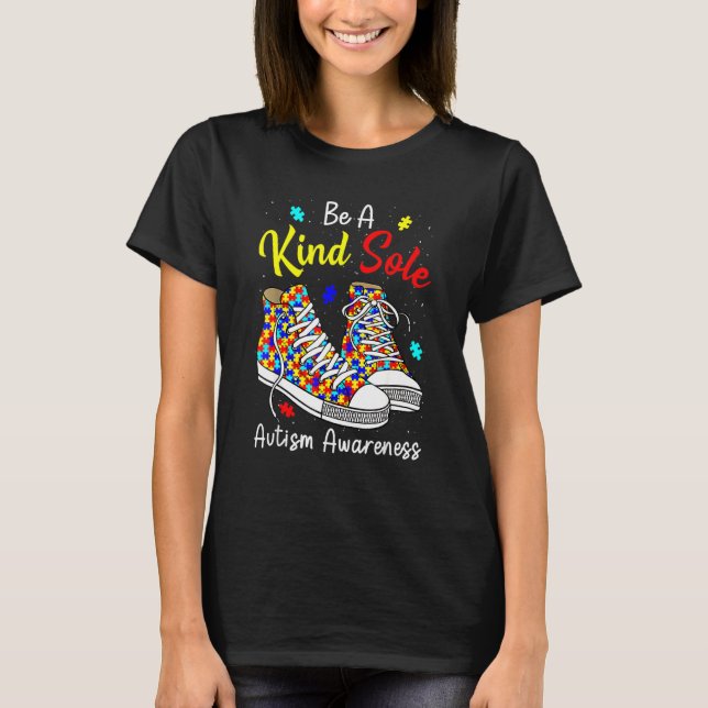 Be A Kind Sole Autism Awareness Rainbow Trendy Puz T-Shirt (Front)