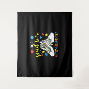 Be A Kind Sole Autism Awareness Trendy Puzzle Shoe Tapestry